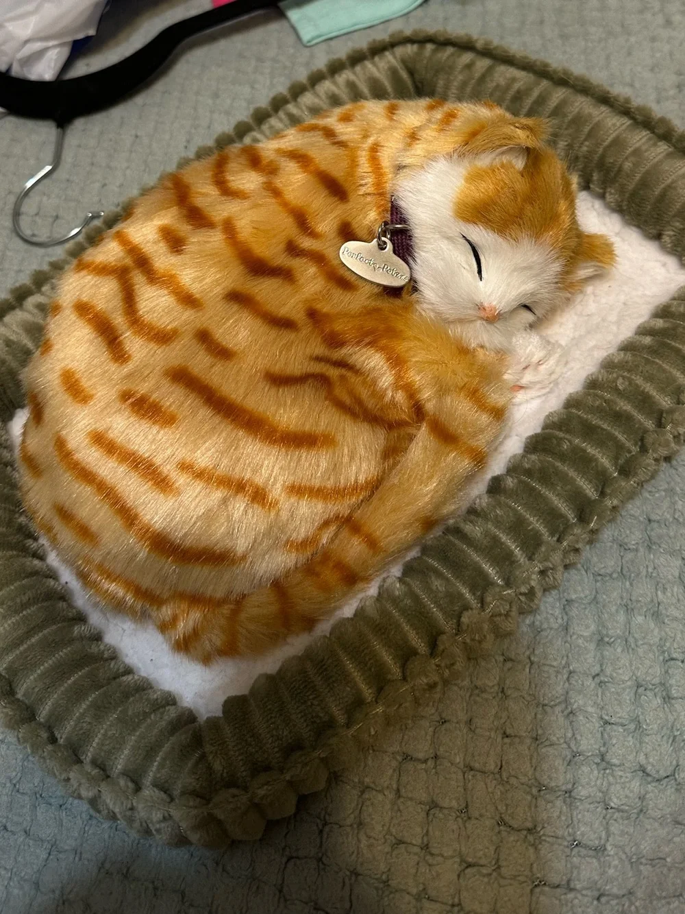 Perfect petzzz Plush Orange Tabby Cat Bed Toy with Collar